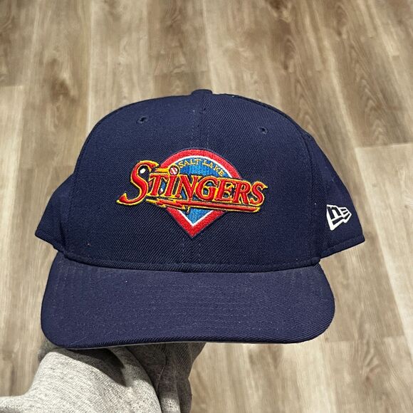 Vtg 90s Salt Lake Stingers New Era Fitted Hat 7 5/8 Blue 100% Wool MiLB Baseball - Picture 1 of 4